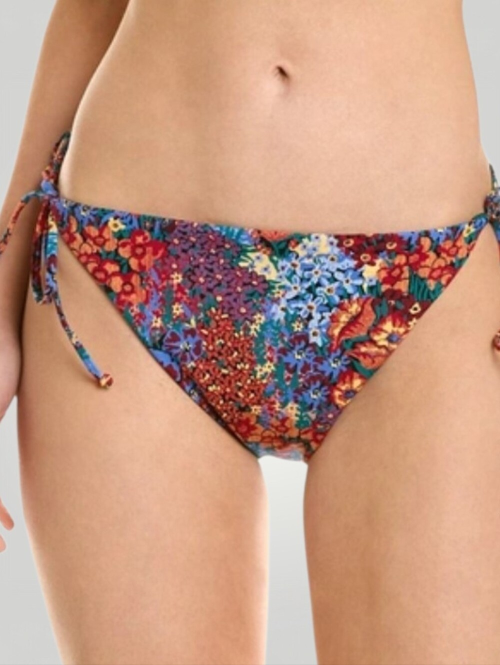 Onia Kate String Bikini Bottom Large Vintage Garden Floral Reversible Teal New
